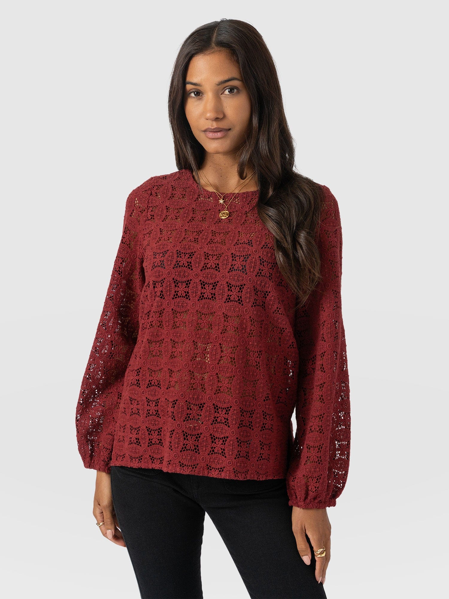 Sadie Blouse - Burgundy - Women's Blouses | Saint + Sofia® UK